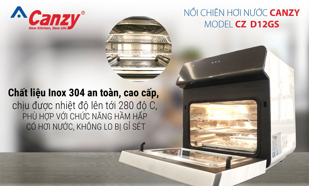 Nồi chiên hơi nước Canzy CZ D12GS - Hàng chính hãng