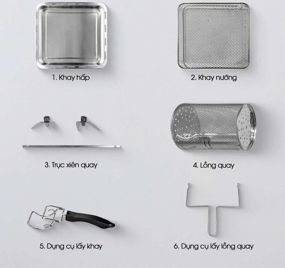 Đa dạng các phụ kiện đi kèm, thuận tiện cho việc chế biến