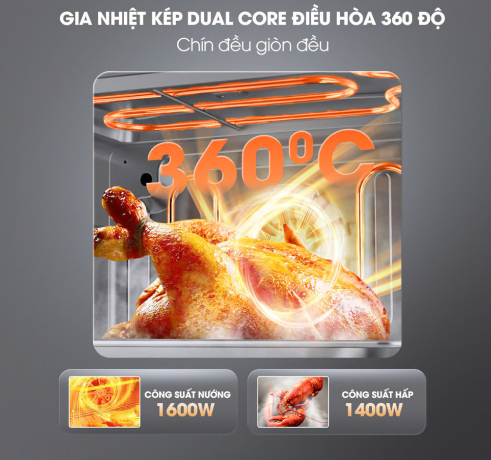 2 chế độ chiên hấp kết hợp, tạo ra món ăn thơm ngon hấp dẫn