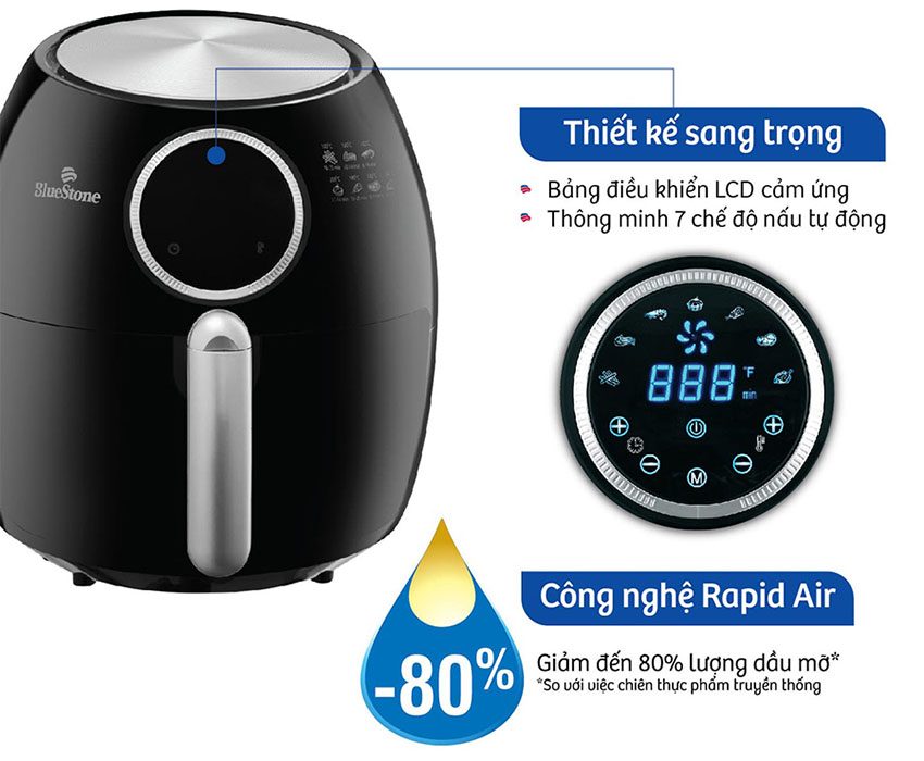 Bảng điều khiển của nồi chiên không dầu Bluestone AFB-5873