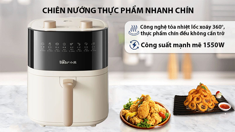 Nồi chiên không dầu Bear QZG-E16E5 - Hàng chính hãng