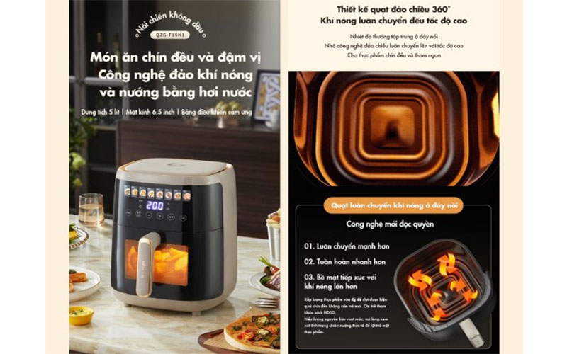 Nồi chiên không dầu Bear QZG-F15H1 - Hàng chính hãng