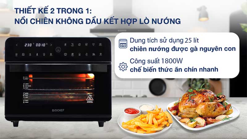 Nồi chiên không dầu Biochef AU25 - Hàng chính hãng