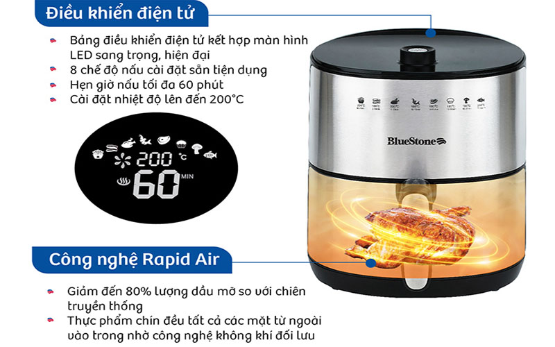 Nồi chiên không dầu BlueStone AFB-5869 - Hàng chính hãng