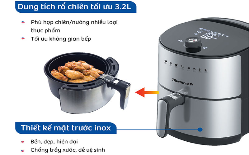Nồi chiên không dầu BlueStone AFB-5869 - Hàng chính hãng