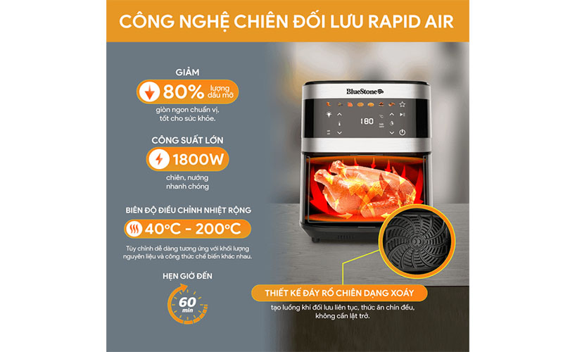 Nồi chiên không dầu BlueStone AFB-5886 - Hàng chính hãng