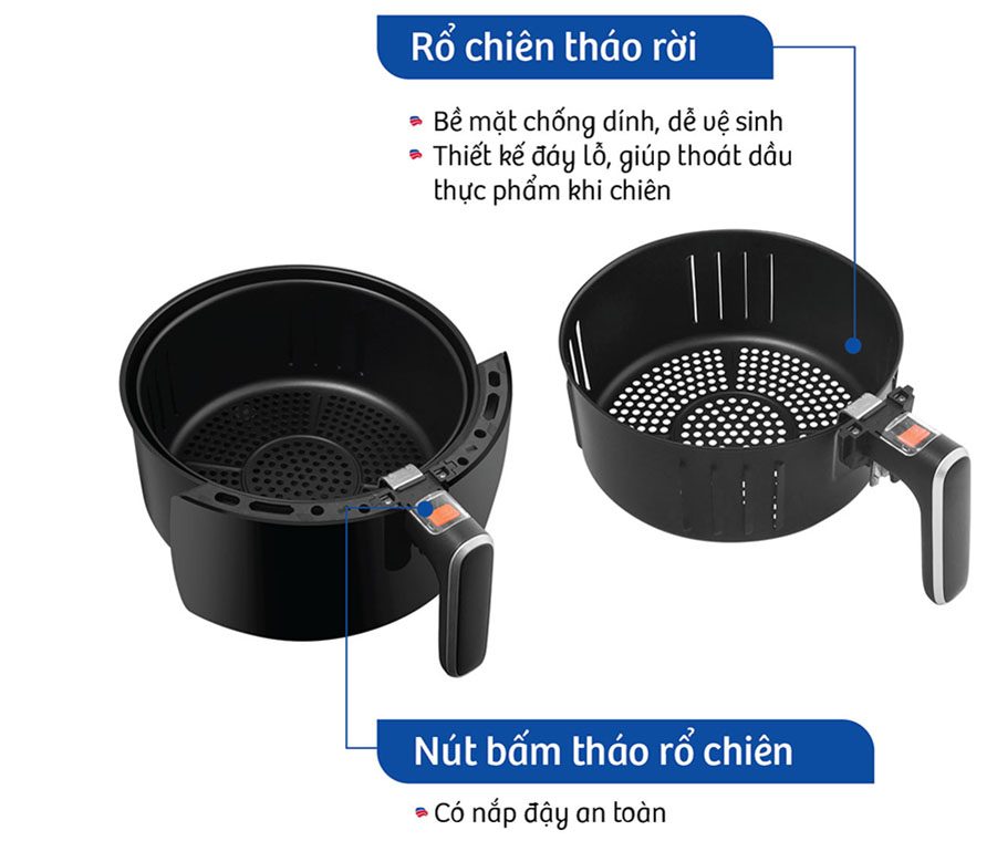 Nồi chiên không dầu 5 lít Bluestone AFB-5870 - Hàng chính hãng