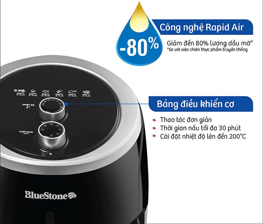 Nồi chiên không dầu 5 lít Bluestone AFB-5870 - Hàng chính hãng