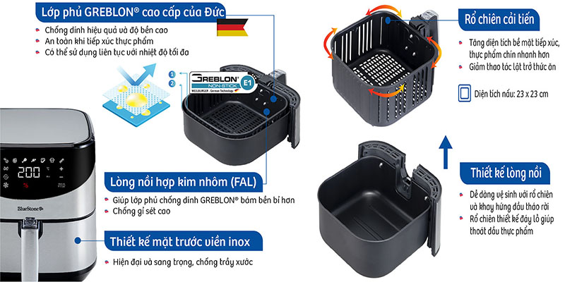 Nồi chiên không dầu Bluestone AFB-5880 - Hàng chính hãng