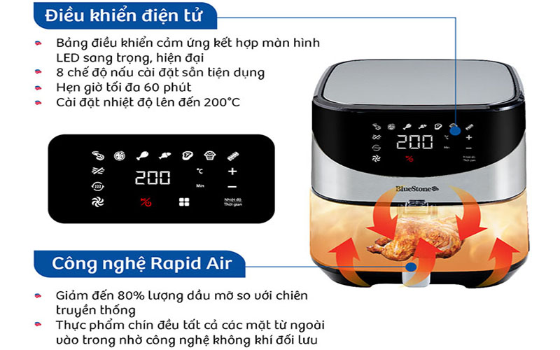 Nồi chiên không dầu Bluestone AFB-5880 - Hàng chính hãng