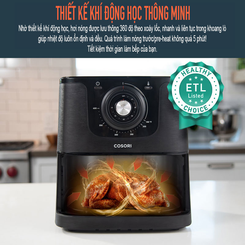 Nồi chiên không dầu Cosori CO158-AF có thiết kế khí động học thông minh