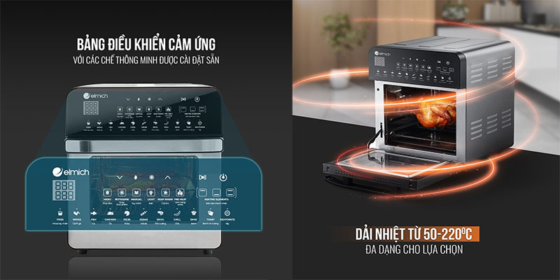 Bảng điều khiển của Lò chiên không dầu Elmich AFE-3950