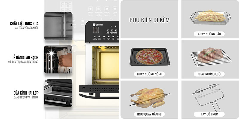 Chất liệu của Lò chiên không dầu Elmich AFE-3950