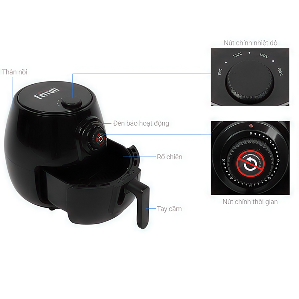 Nồi chiên không dầu Ferroli FAF4.0M - Hàng chính hãng