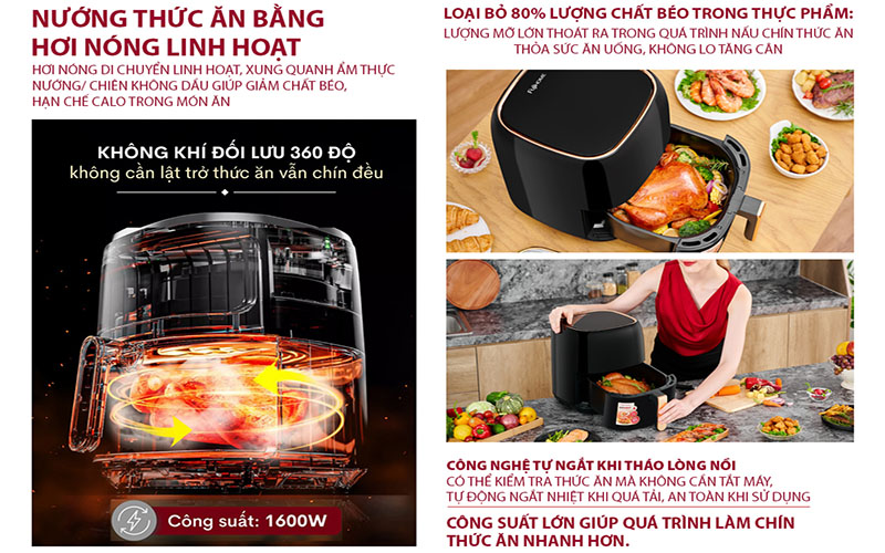 Công suất của Nồi chiên không dầu Fujihome A6DB