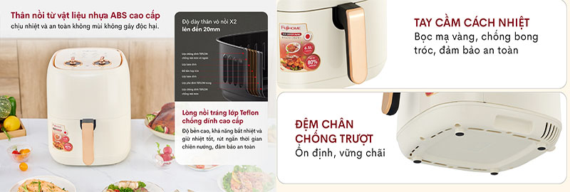 Thiết kế của Nồi chiên không dầu Fujihome A6W
