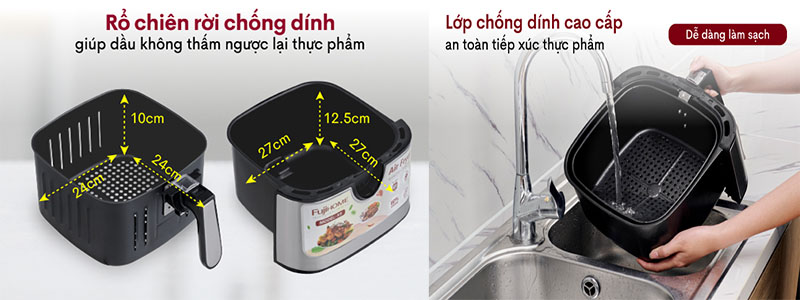 Chất liệu lòng nồi của Nồi chiên không dầu Fujihome A9