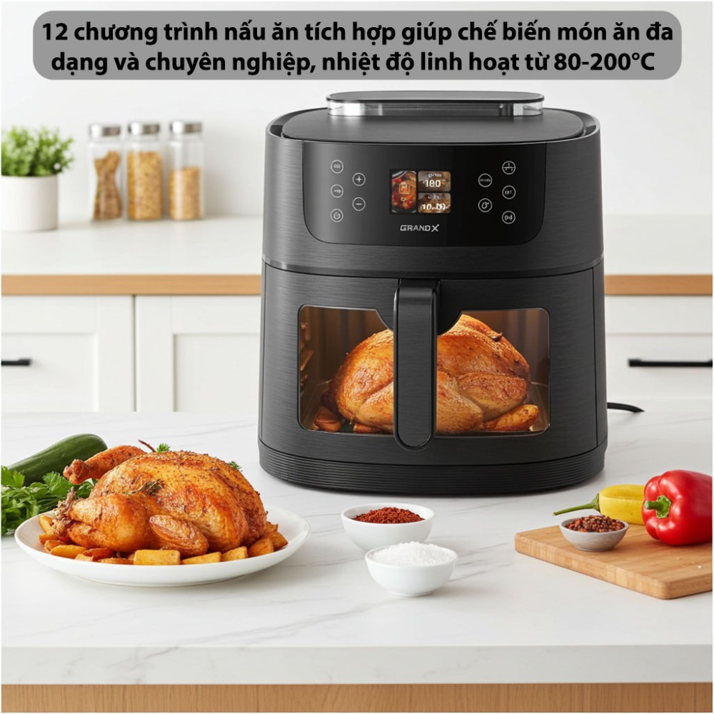 Nồi chiên không dầu GrandX GX-AR08SMART 12 chế độ được cài đặt sẵn tiện lợi