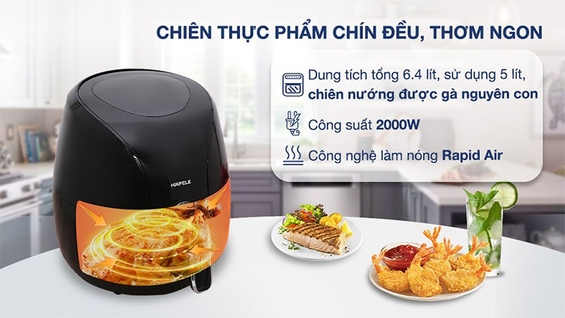 Dung tích và công suất của Nồi chiên không dầu Hafele HS-AF601B