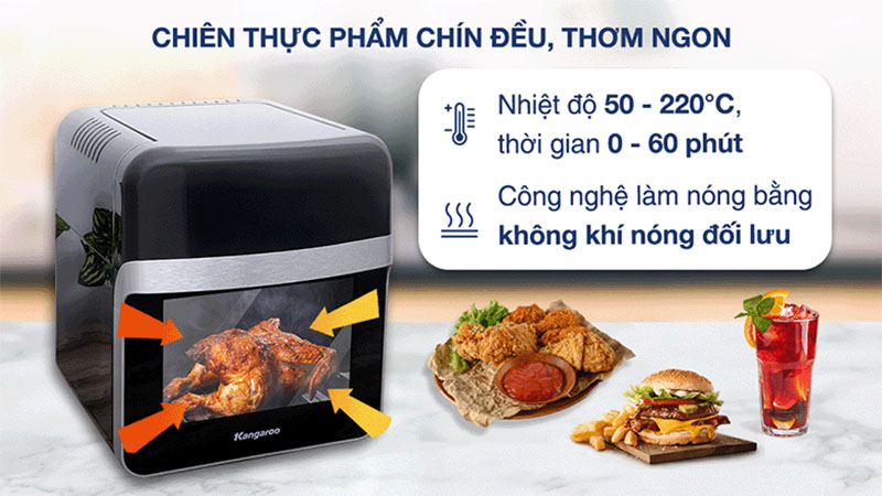 Nồi chiên không dầu Kangaroo KG12AF6A - Hàng chính hãng