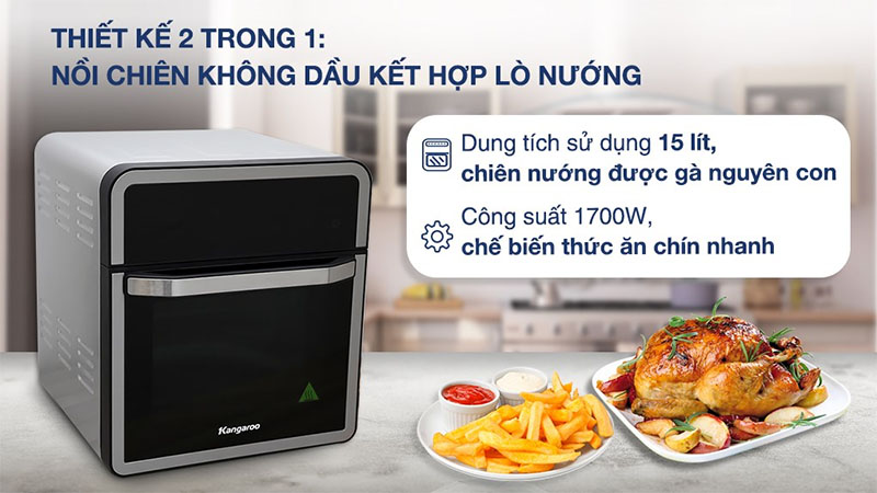 Nồi chiên không dầu Kangaroo KG15AF1A - Hàng chính hãng