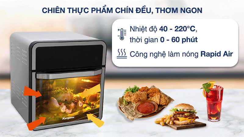 Nồi chiên không dầu Kangaroo KG15AF1A - Hàng chính hãng