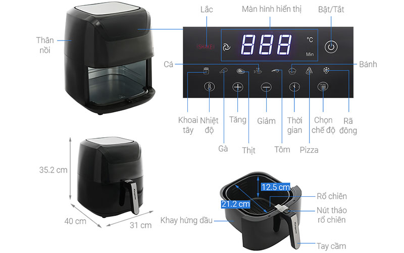 Nồi chiên không dầu Kangaroo KG8AF1A - Hàng chính hãng