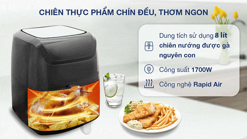 Nồi chiên không dầu Kangaroo KG8AF1A - Hàng chính hãng