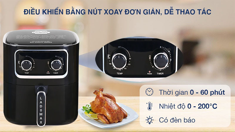 Điều khiển của Nồi chiên không dầu Ladomax HA-5619