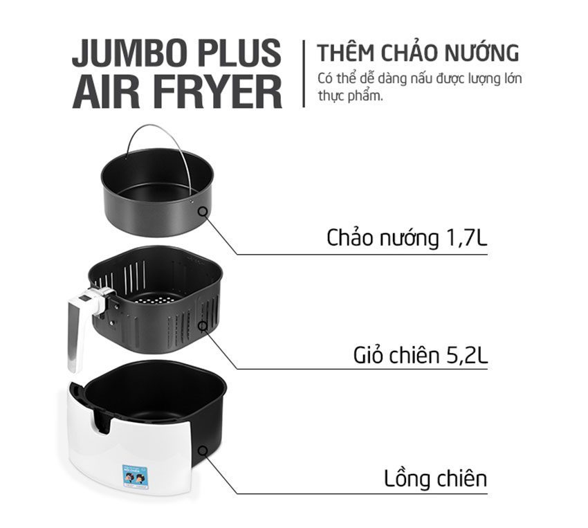 Nồi chiên không dầu Lock&Lock EJF357WHT - Hàng chính hãng