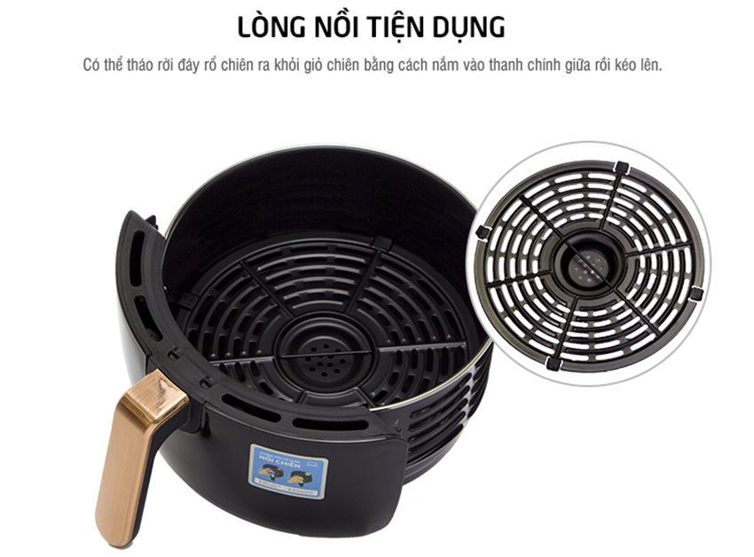 Nồi chiên không dầu Lock&Lock EJF376BLK - Hàng chính hãng