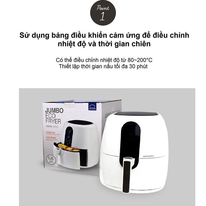 Nồi chiên không dầu Lock&Lock EJF351WHT - Hàng chính hãng