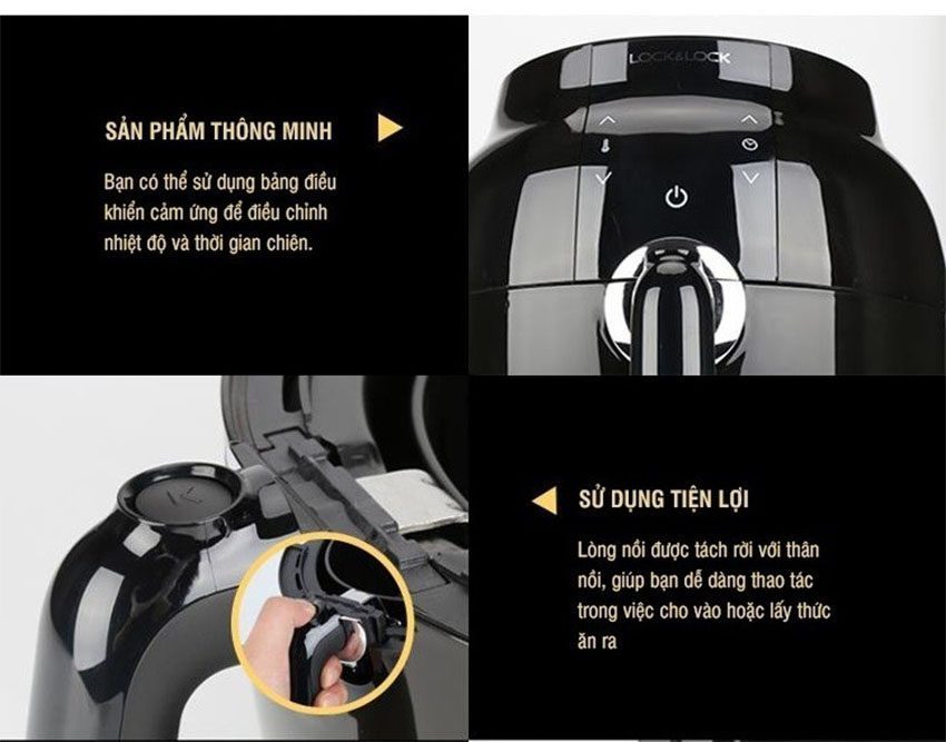 Nồi chiên không dầu Lock&Lock EJF341BLK - Hàng chính hãng