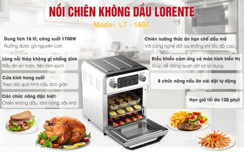 Nồi chiên không dầu Lorente LT-1600 - Hàng chính hãng
