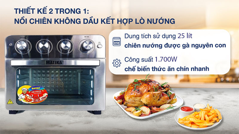 Dung tích và công suất của Nồi chiên không dầu Matika MTK-9325