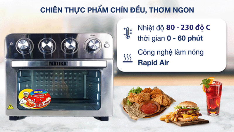 Nhiệt độ và thời gian của Nồi chiên không dầu Matika MTK-9325