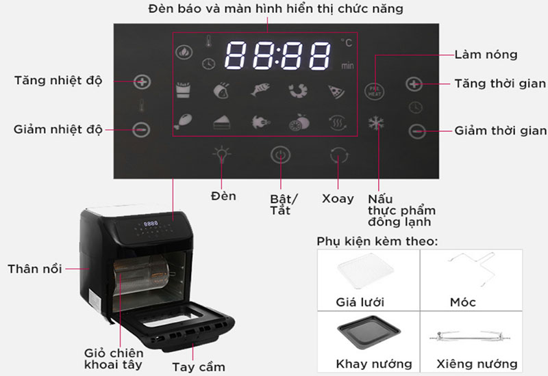 Nồi chiên không dầu Mishio MK-281 - Hàng chính hãng