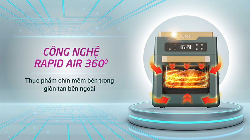 Công nghệ chiên RapidAir của Nồi chiên không dầu Mutosi MF-99D