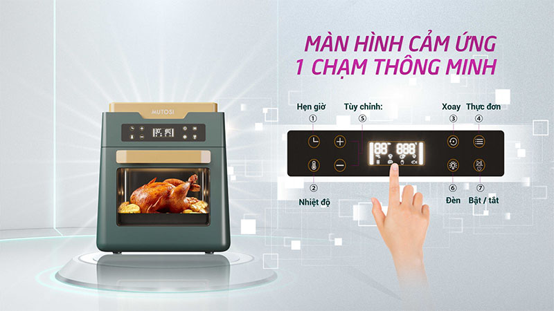 Bảng điều khiển của Nồi chiên không dầu Mutosi MF-99D