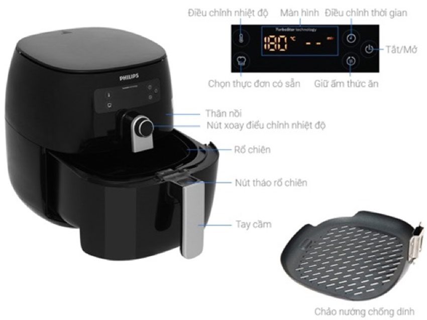 Nồi chiên không dầu Philips HD9745/90 - Hàng chính hãng