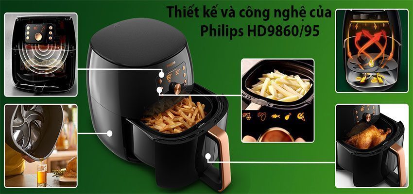 Nồi chiên không dầu Philips HD9860/95 - Hàng nhập khẩu