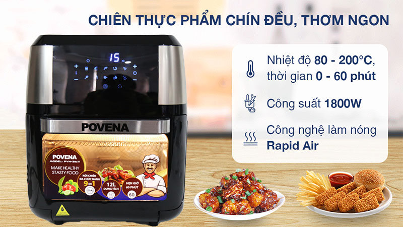 Công suất của Nồi chiên không dầu Povena PVN-3611