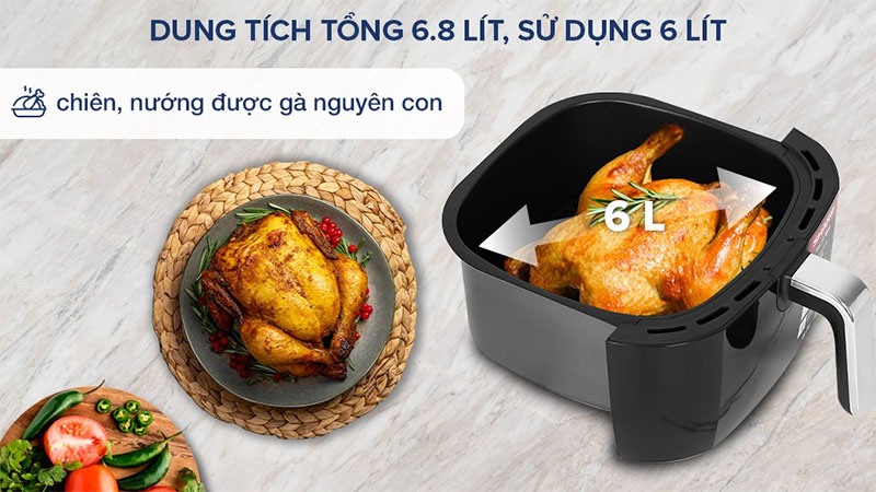 Nồi chiên không dầu Sharp KF-AF68EPV-BK - Hàng chính hãng