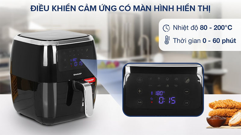 Nồi chiên không dầu Sharp KF-AF68EPV-BK - Hàng chính hãng