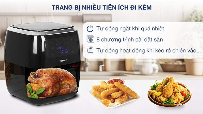 Nồi chiên không dầu Sharp KF-AF68EPV-BK - Hàng chính hãng