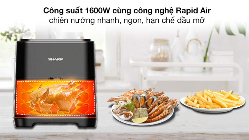 Nồi chiên không dầu Sharp KF-AF70EV-BK - Hàng chính hãng