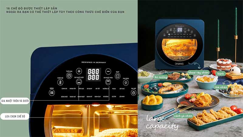16 chương trình nâu của Nồi chiên không dầu SnapBee SNK1504DE