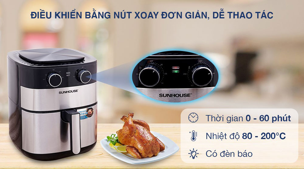 Nồi chiên không dầu Sunhouse SHD4026 6 lít - Hàng chính hãng