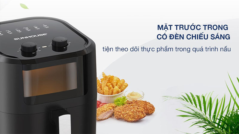 Cửa sổ và đèn chiếu sáng của Nồi chiên không dầu Sunhouse SHD4036