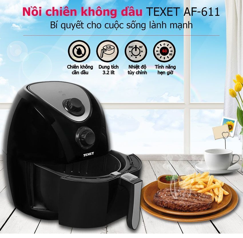 Nồi chiên không dầu Texet AF-611 - Hàng chính hãng